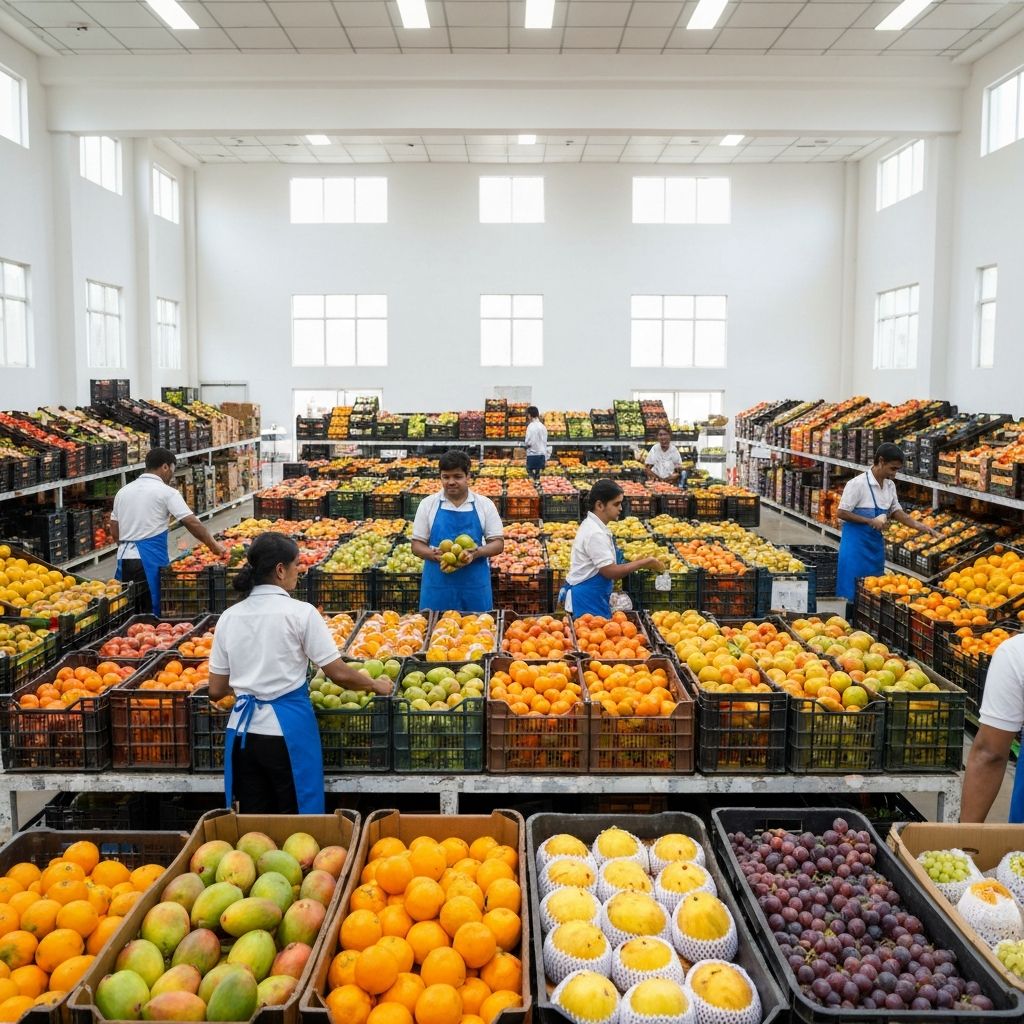 DKD Fruits wholesale warehouse and operations in Navi Mumbai APMC market